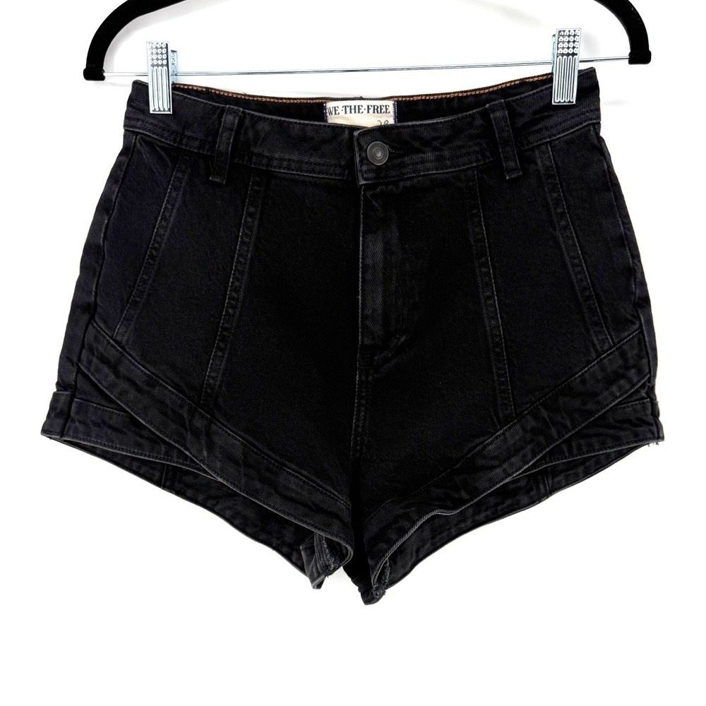 Free People We The Free Denim Shorts CRVY High Rise 28 Black Boho Festival